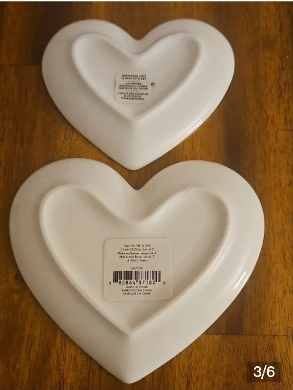kate spade White and Gold Striped Heart Dish Set Of 2